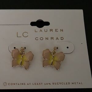 LC Lauren Conrad Gold and Yellow Butterfly Earrings